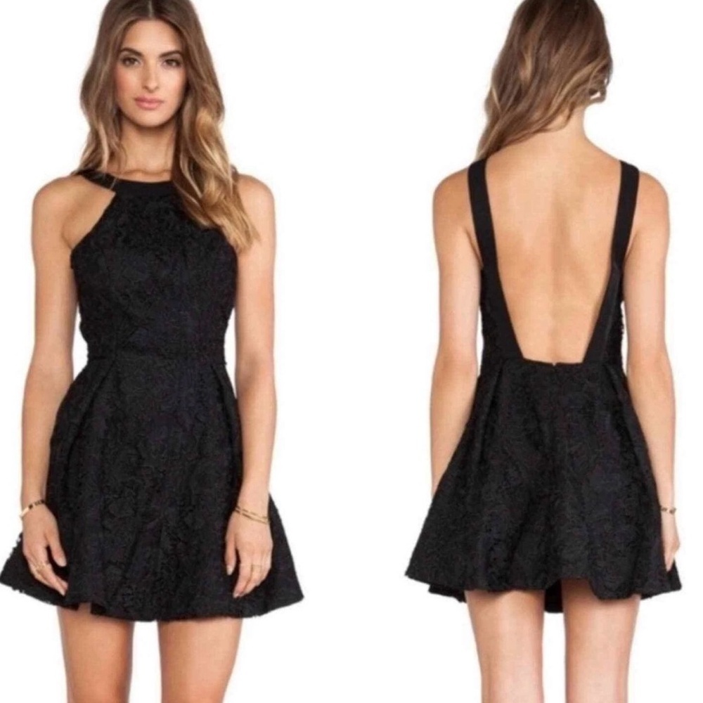 Keepsake The Label Black Lace Halter Dress Whimsical Goth Size Medium